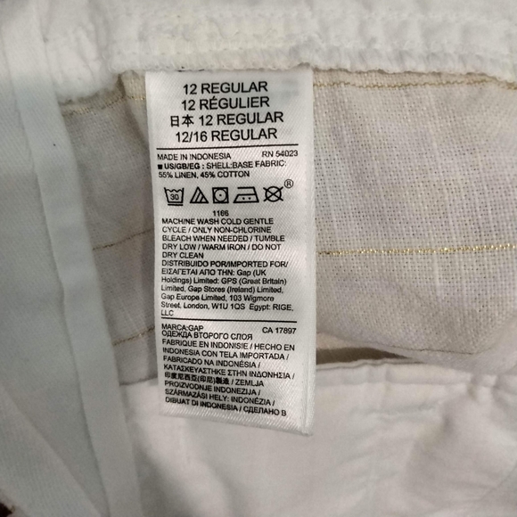 GAP White‎ Linen Pants Gold Stripe Girlfriend Chino Pants Size 12 Straight. - Picture 9 of 15